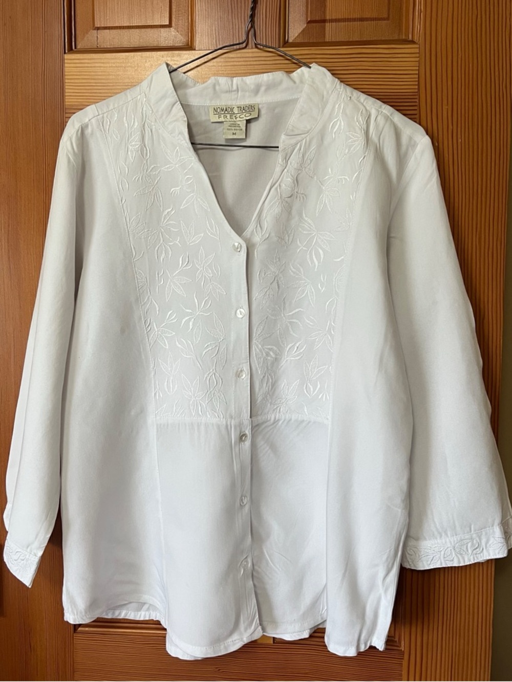 Nomadic Traders White Embroidered Button-Down Shirt